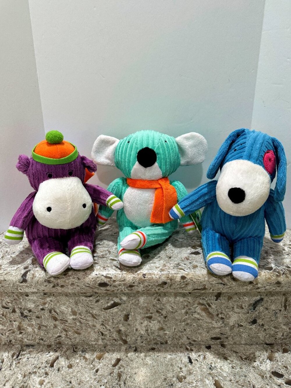 Monkeez Friends Plush Lot 3 Hippo Emma Dog Sonny Koala Khloe 8" Stuffed Animals